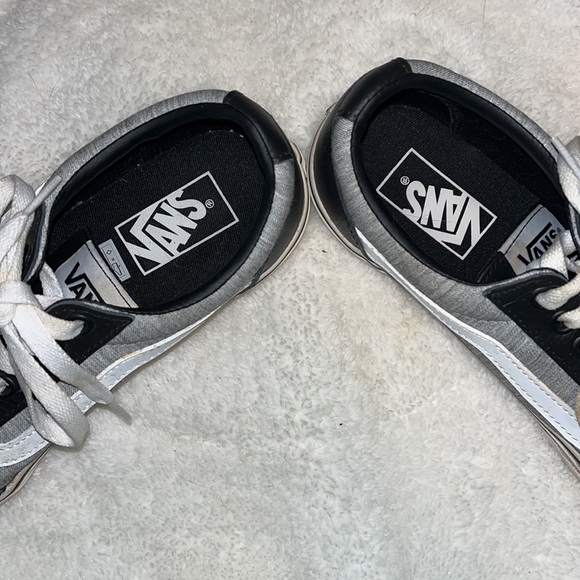 Black Leather & Gray Cloth Vans Sneakers - Picture 4 of 6